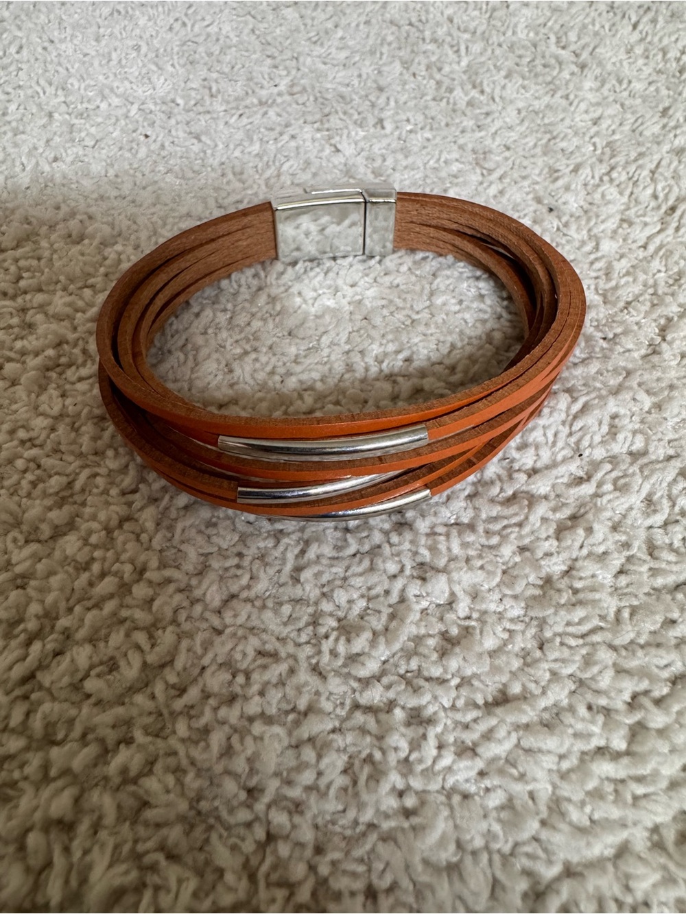 Paparazzi Orange Multi-Strand Magnetic Bracelet with Silver Accents
